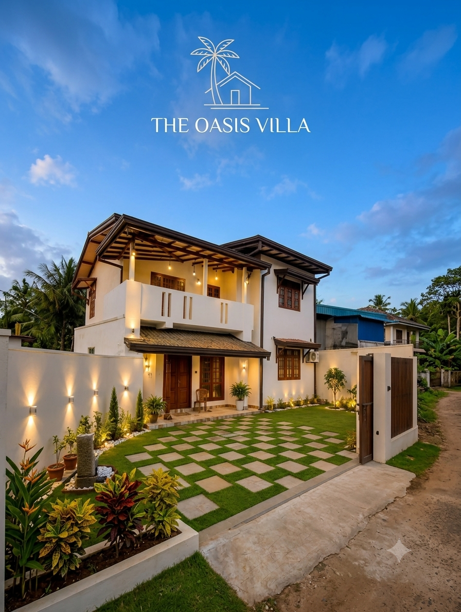 Swiss Residence villa exterior at dusk